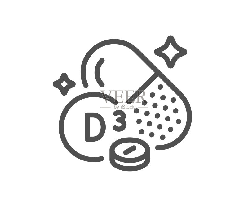 维生素D3膳食补充剂线条图标图标素材