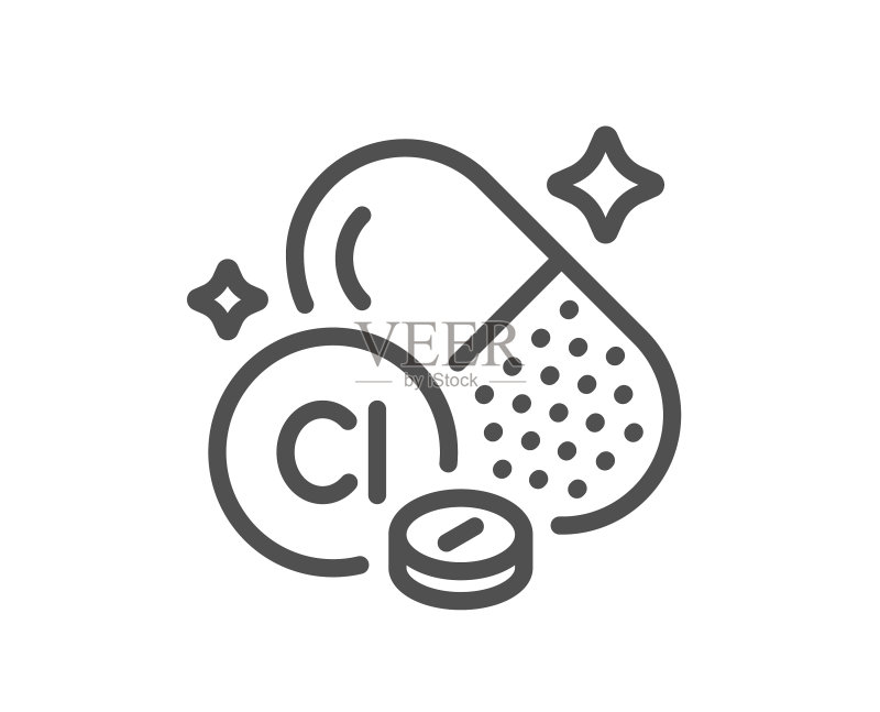 氯矿物线条图标化学元素Cl图标素材