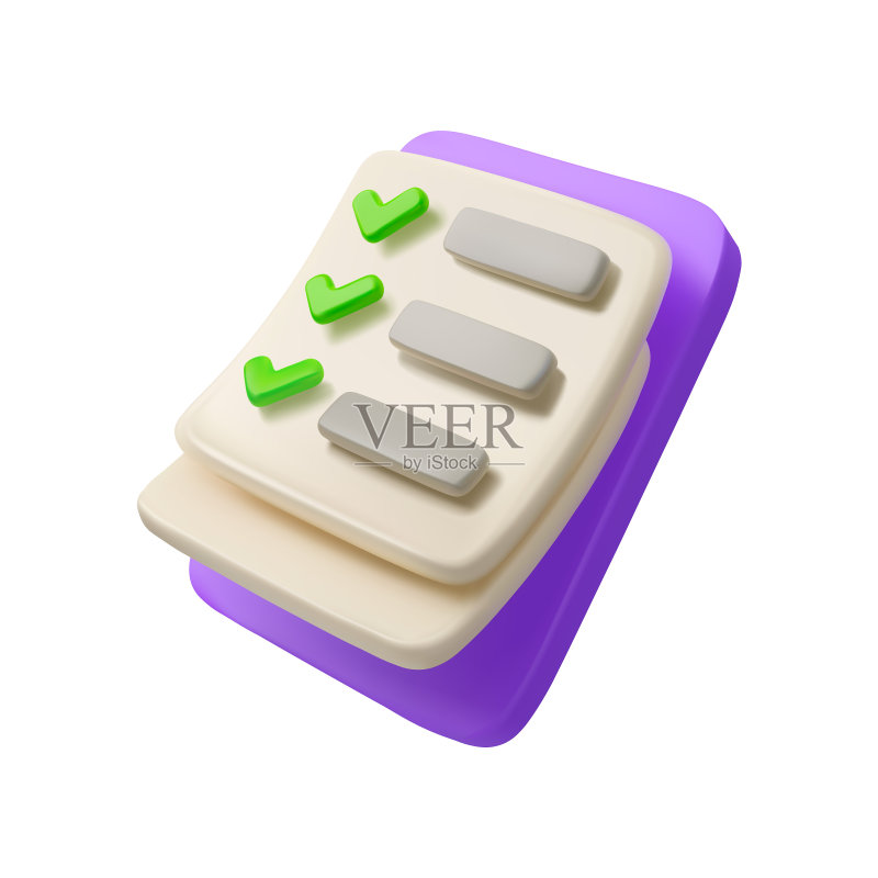 3D清单复选标记图标图标素材