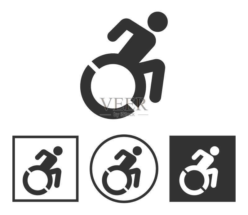 残疾人图标合集:轮椅男子图标素材