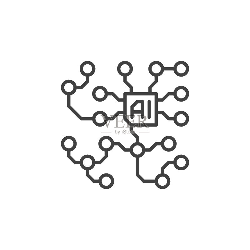 人工智能网络概念轮廓简易矢量图标图标素材
