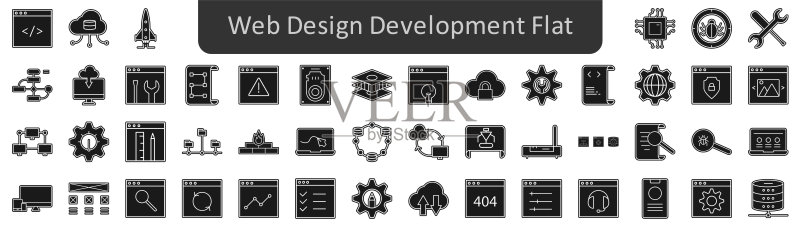 Web设计开发扁平图标集,Web图标集,网站图标集矢量图图标素材