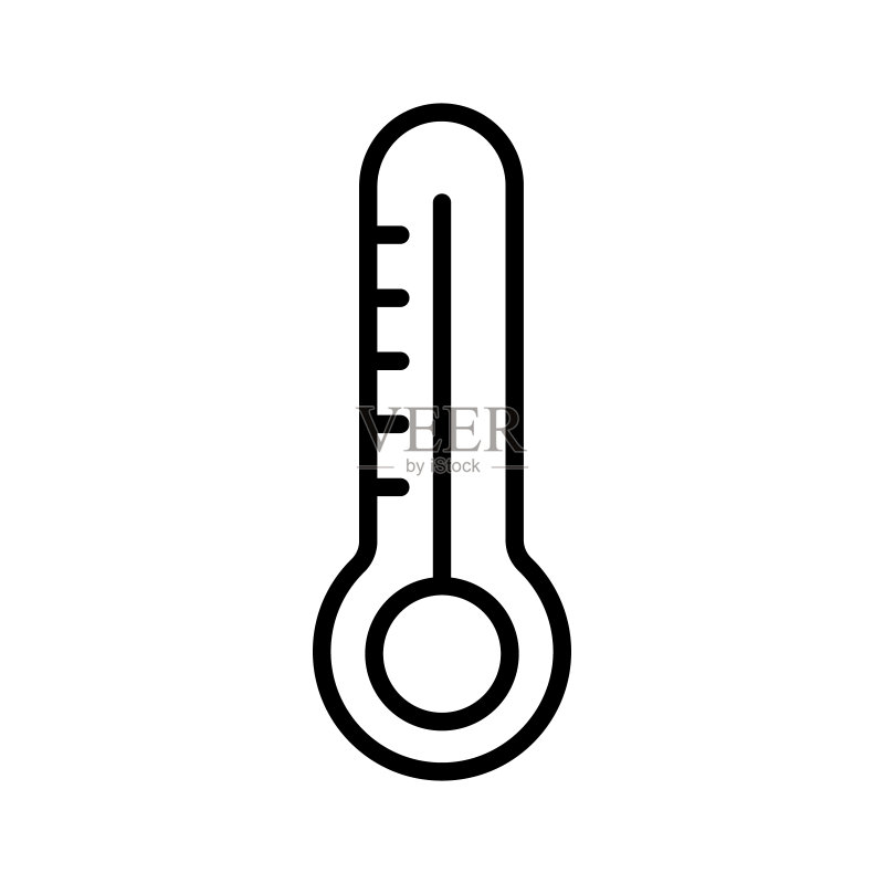 桑拿温度计轮廓矢量图标(白色背景)。用于网页、移动和UI设计的桑拿温度计线条图标。图标素材