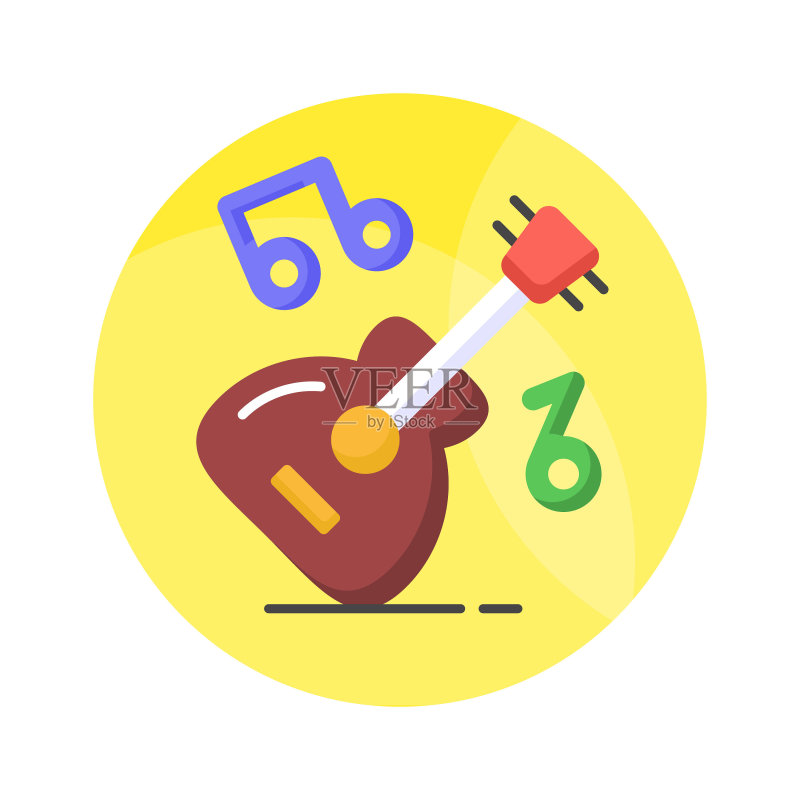 弦乐器矢量设计:现代风格的吉他图标图标素材