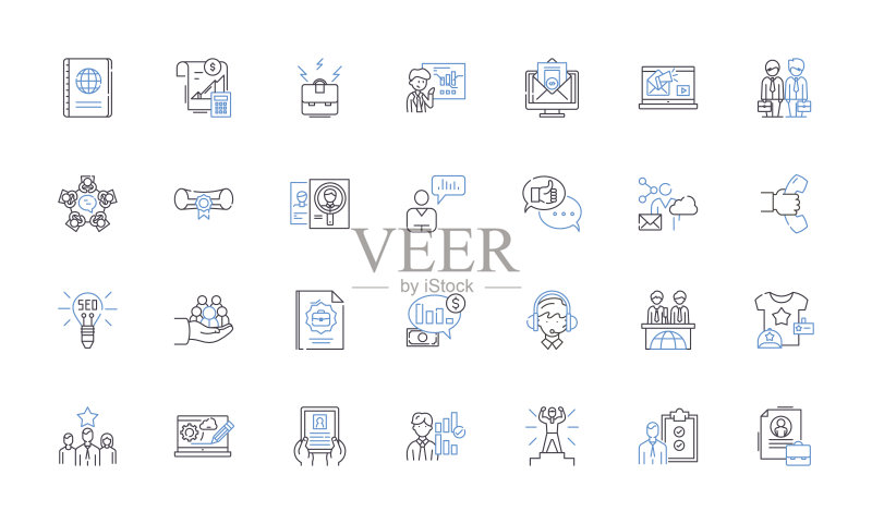 网站开发线性图标集:HTML、CSS、JavaScript、PHP、Python、Ruby、Java矢量线性插图。SQL、JQuery、Bootstrap轮廓标志集图标素材