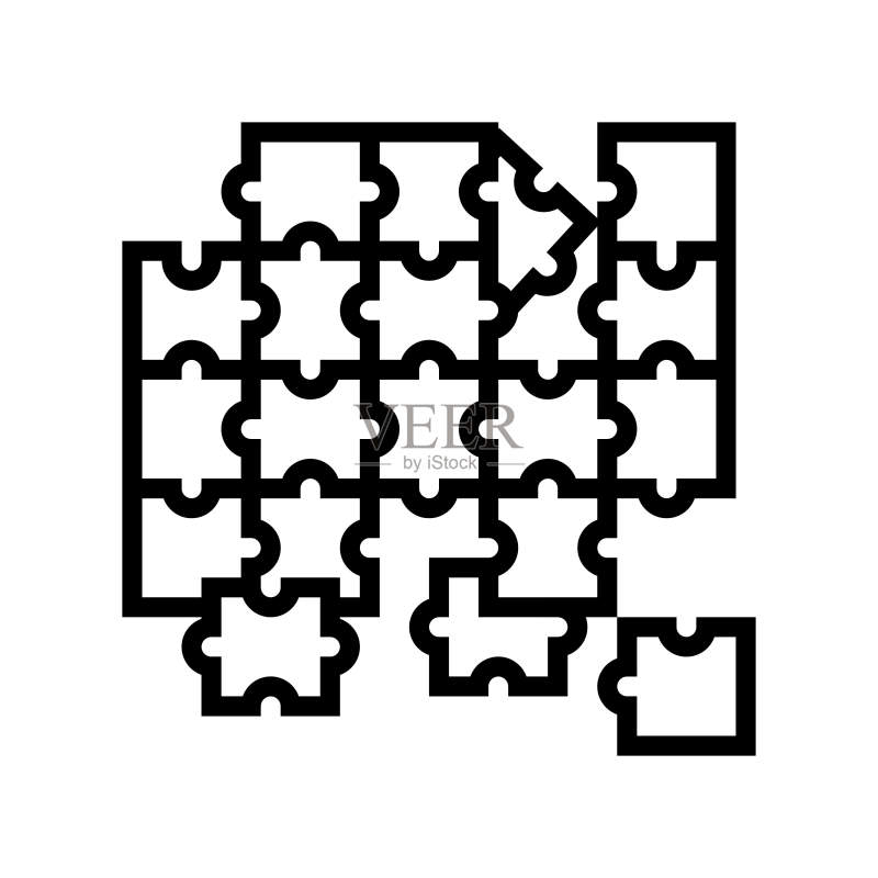 拼图游戏棋盘桌面线性图标矢量图图标素材