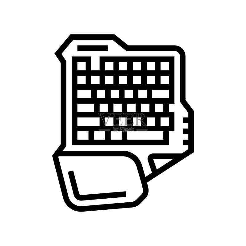游戏电脑键盘线性图标矢量插图图标素材