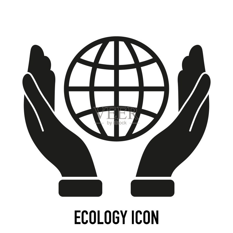 生态矢量图标——人手中的地球,环境保护概念图标素材