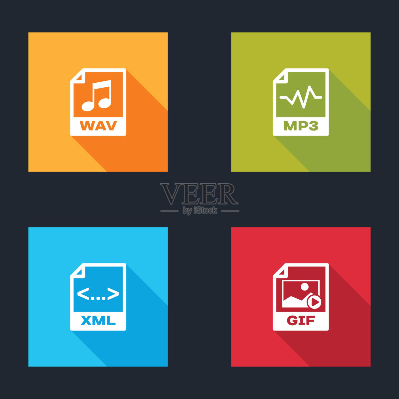 WAV文件、MP3、XML和GIF图标矢量素材图标素材