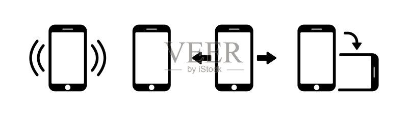 智能手机图标集:黑色轮廓矢量图标图标素材