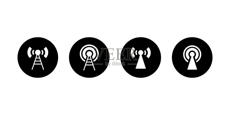 用于网页和应用程序设计的黑色天线现代图标,Wifi信号图图标素材