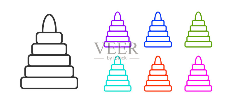 白色背景下的金字塔玩具图标图标素材