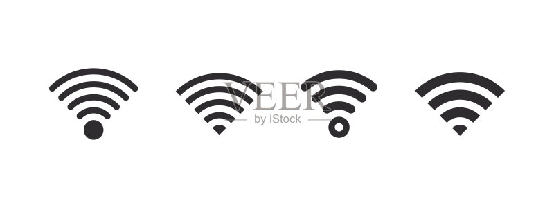 Wi-Fi图标集,无线连接矢量图形图标素材