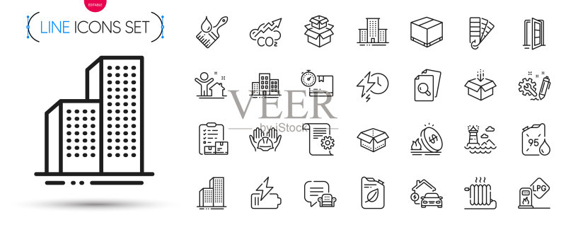 开门调色板灯塔线条图标包矢量图图标素材