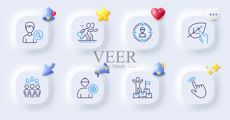 搜索人物、工程师和送货员线性图标。适用于Web应用程序、印刷。矢量图标素材