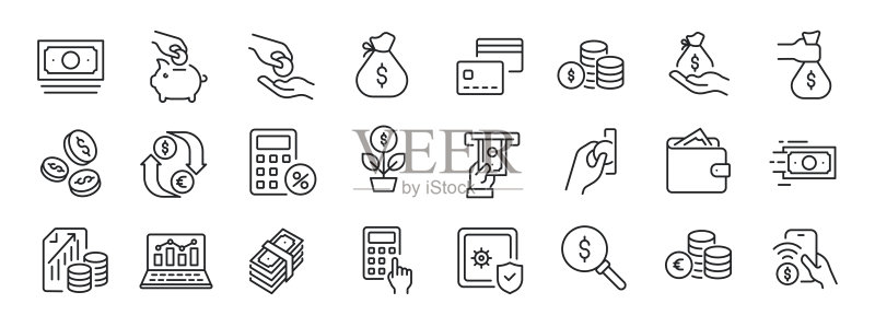 金融细线图标矢量素材图标素材