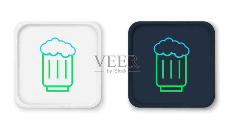 白色背景上的在线木制啤酒杯图标矢量图图标素材