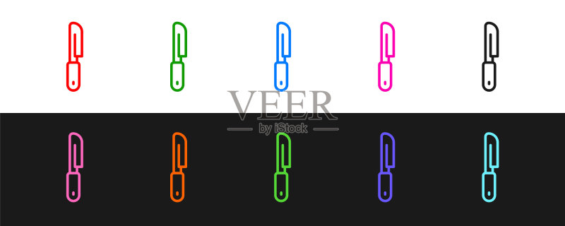 黑白背景上的刀具图标图标素材