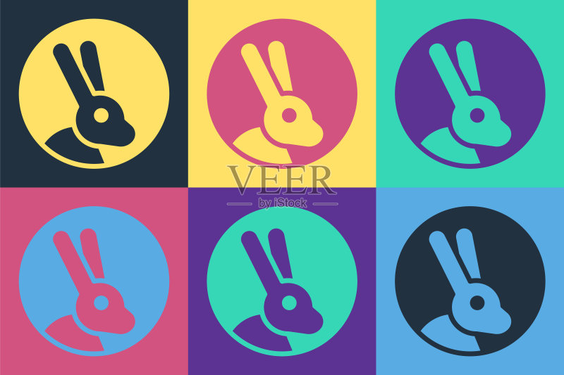 波普艺术:无动物实验兔子图标矢量背景图标素材