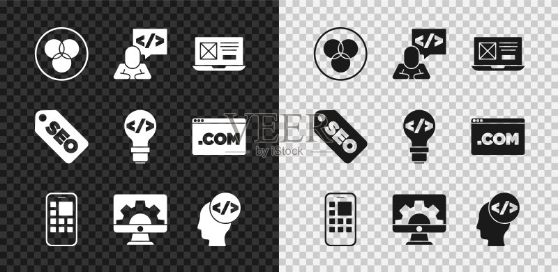 RGB和CMYK颜色混合、前端开发、UI UX设计、移动应用、Web、SEO优化图标图标素材