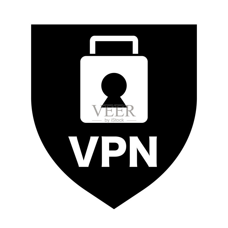 VPN安全盾牌轮廓图标。矢量。图标素材