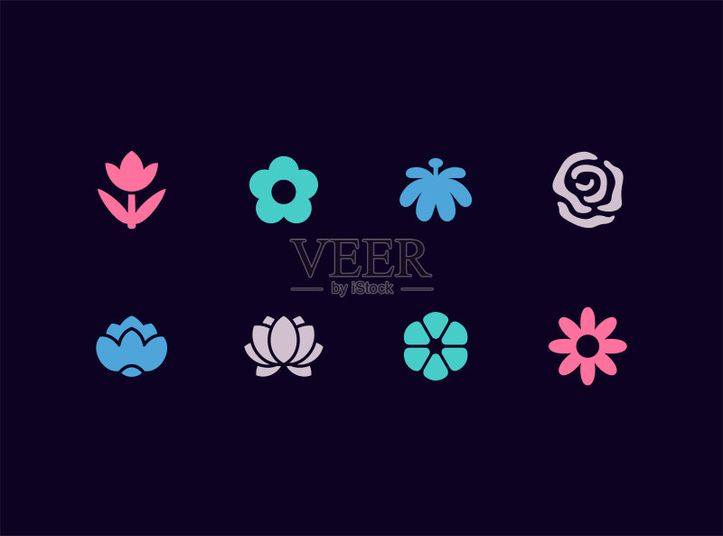 花卉矢量图标集图标素材