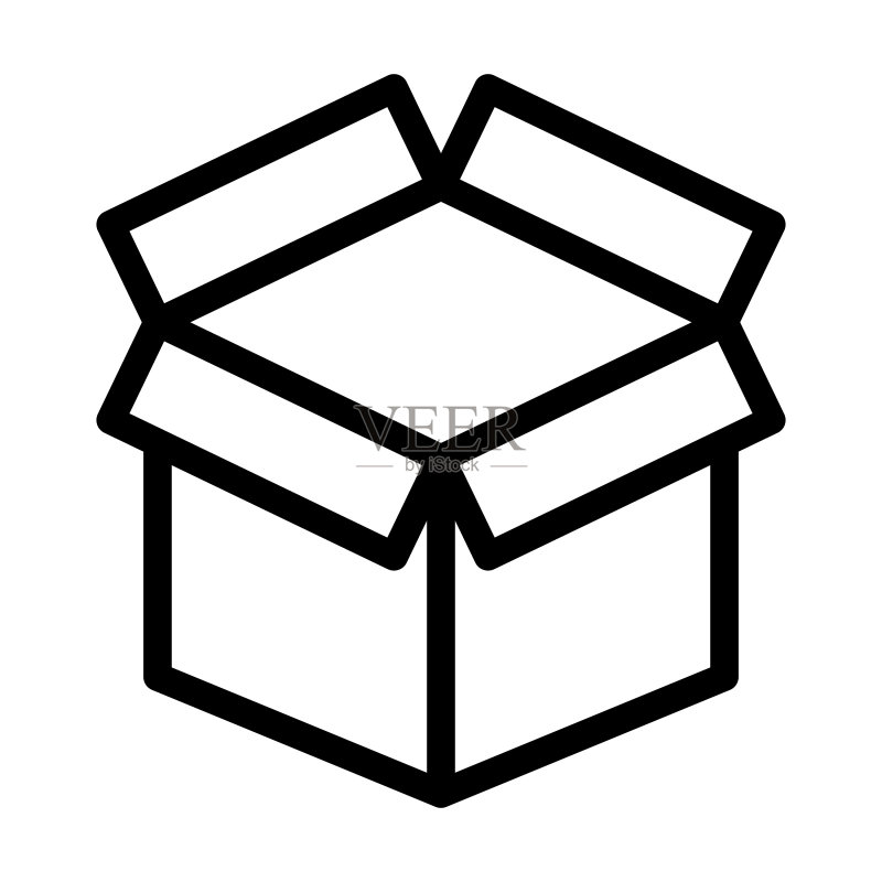 用于个人用途的打开的盒子粗线图标图标素材