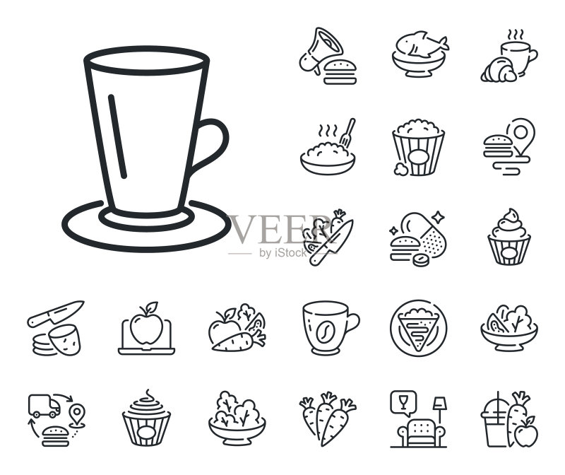 一杯茶线条图标新鲜饮品标志图标素材