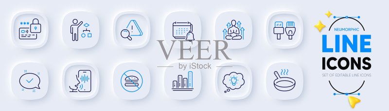 Web应用中的能量、注意力和通知线性图标,象形图矢量图图标素材