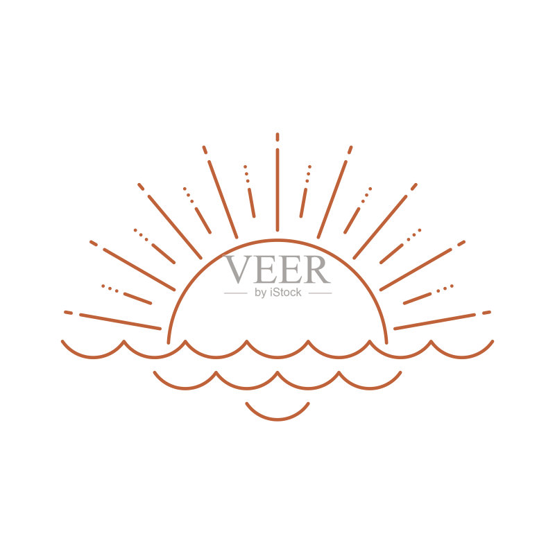 日落或日出波西米亚风logo,太阳与海洋图标图标素材