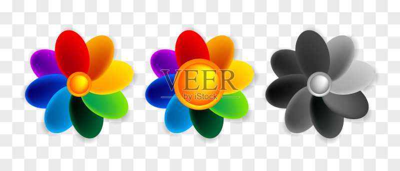 精美花卉Logo:用于设计的抽象彩色花朵图标,网站和应用程序装饰,矢量图背景隔离图标素材