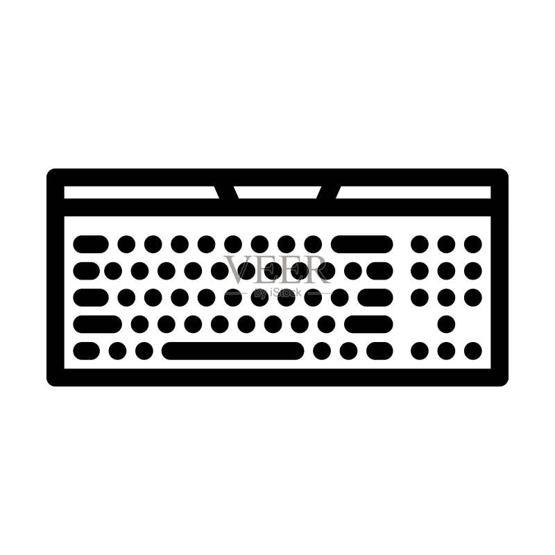 游戏电脑键盘线性图标矢量插图图标素材