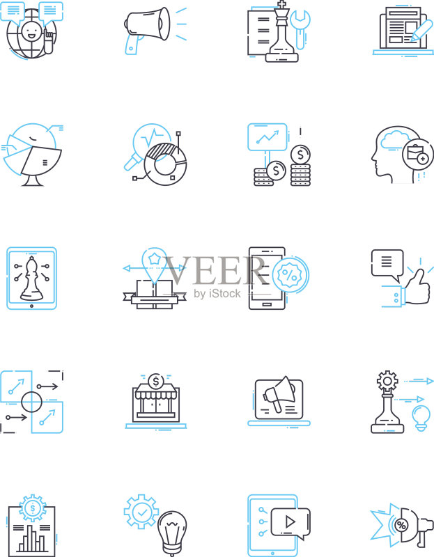 广告信息线性图标集说服图标素材
