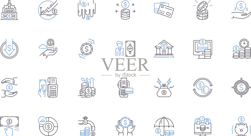 财富现金线性图标合集图标素材