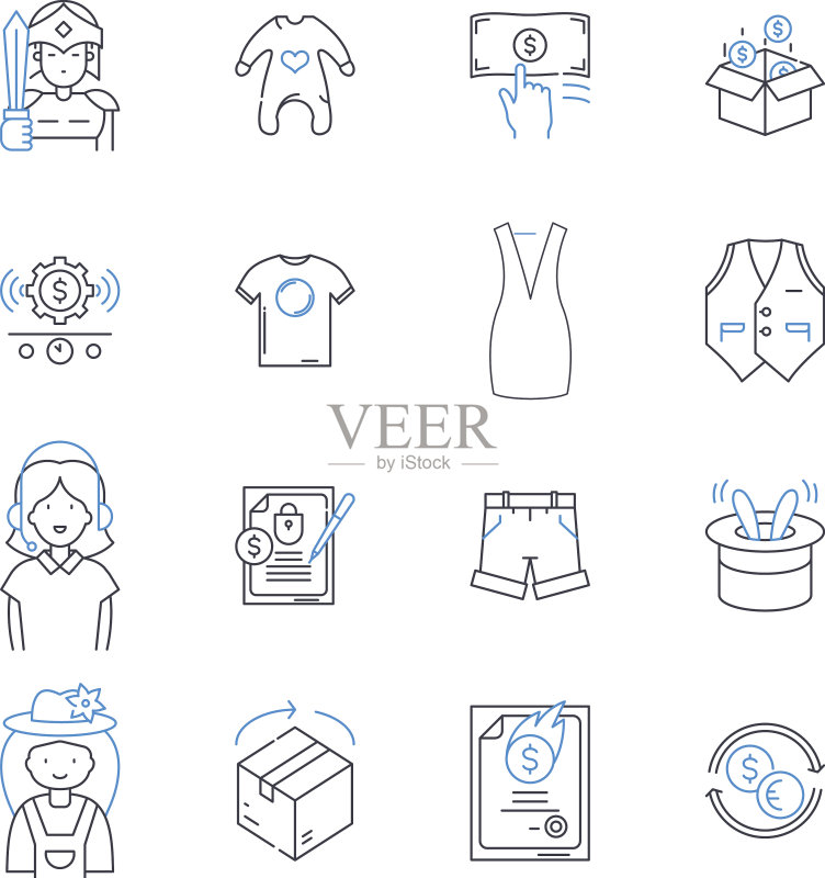 服装生产线图标合集,量身定制图标素材