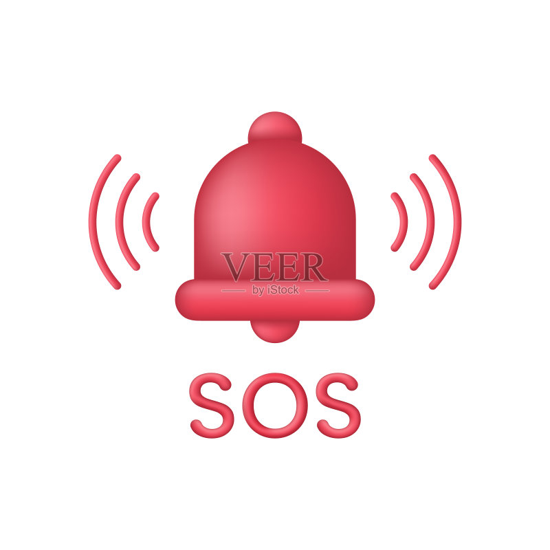 3D SOS紧急求助图标,紧急警报图标素材