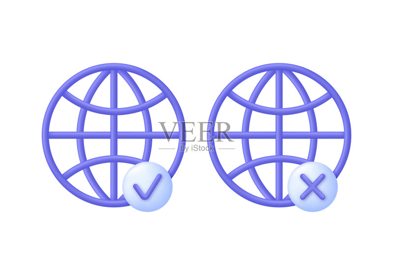 3D地球超链接图标:搜索网络标志,网站托管技术,浏览器搜索网页图标素材