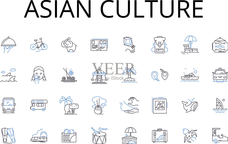 亚洲文化线性图标合集图标素材