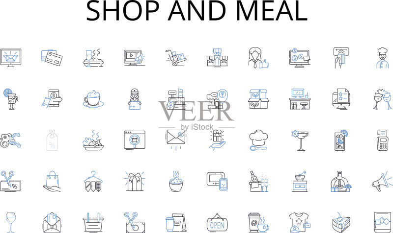 商店和餐饮线条图标系列互助协议图标素材