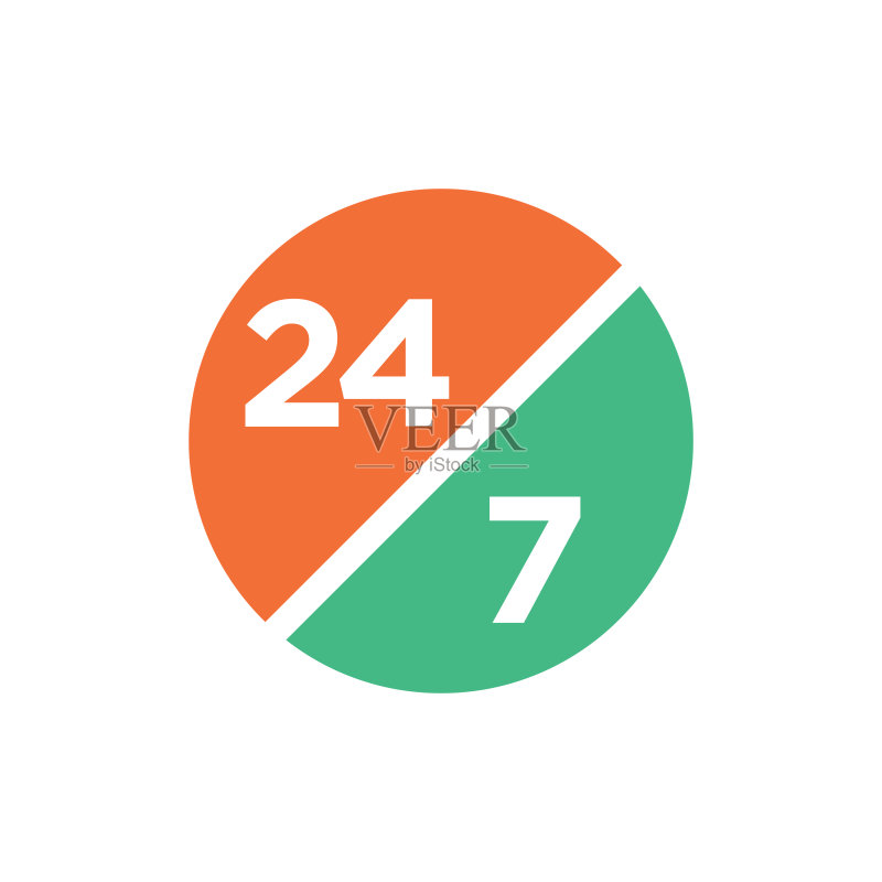 24小时7天图标设计矢量模板图标素材