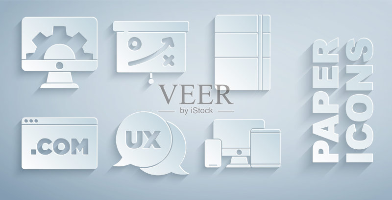 UI或UX设计、速写本相册、显示器、手机、平板电脑、规划策略概念和Web开发图标矢量素材图标素材