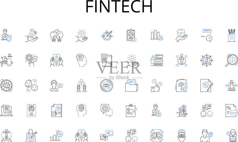 金融科技线性图标合集图标素材