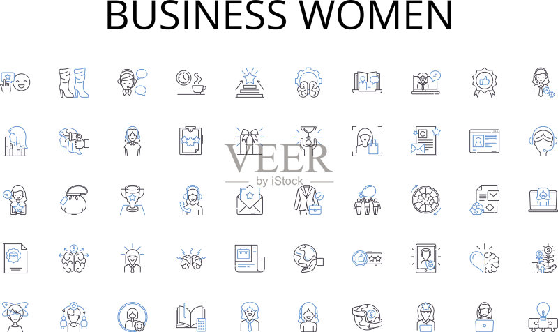怀旧的商务女人线条图标合集图标素材