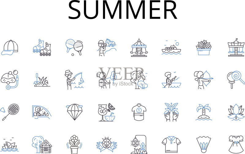 夏季线条图标系列:热浪阳光图标素材