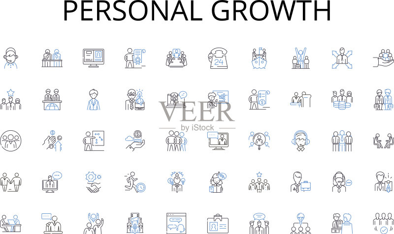 个人成长线性图标集合健身图标素材