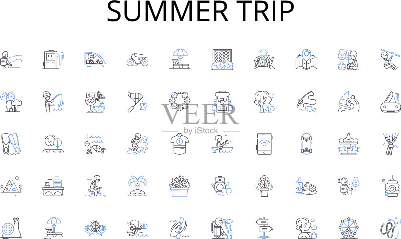 夏季旅行线路图标集合付款图标素材
