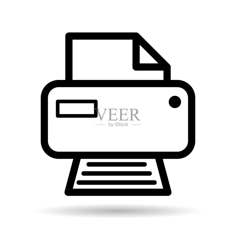 打印机文档Web阴影图标,打印机技术扁平标志矢量图图标素材