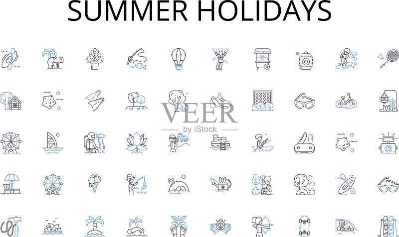 夏日假期线性图标合集图标素材
