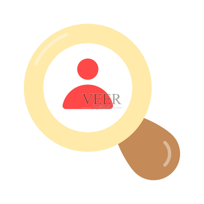 用放大镜的人展示招聘概念向量,员工搜索图标图标素材