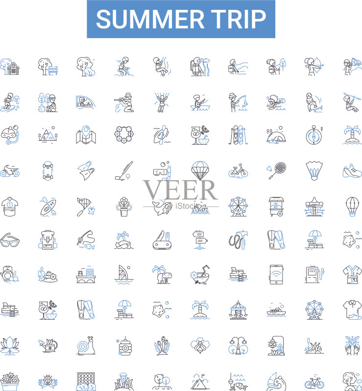 夏日旅行轮廓图标合集图标素材